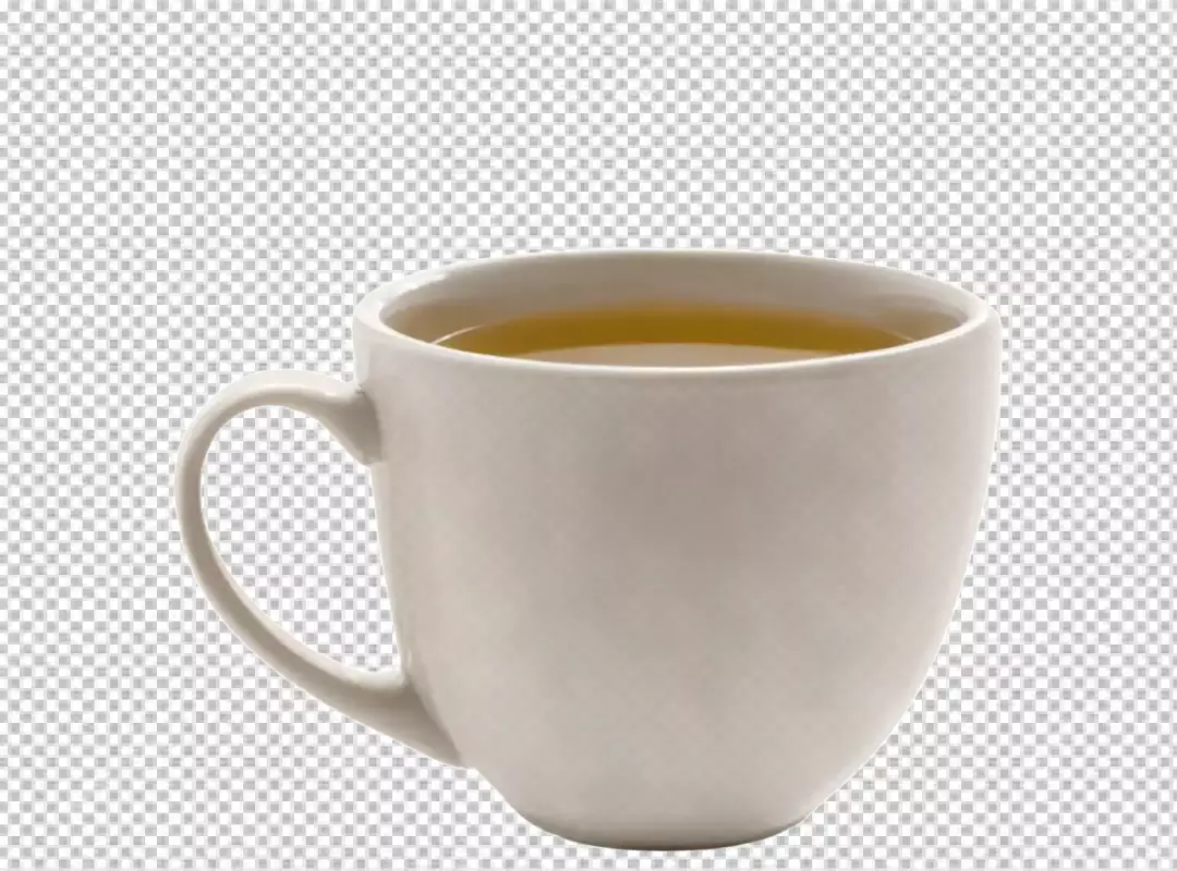White Ceramic Mug with Hot Green Tea Refreshing Beverage Isolated