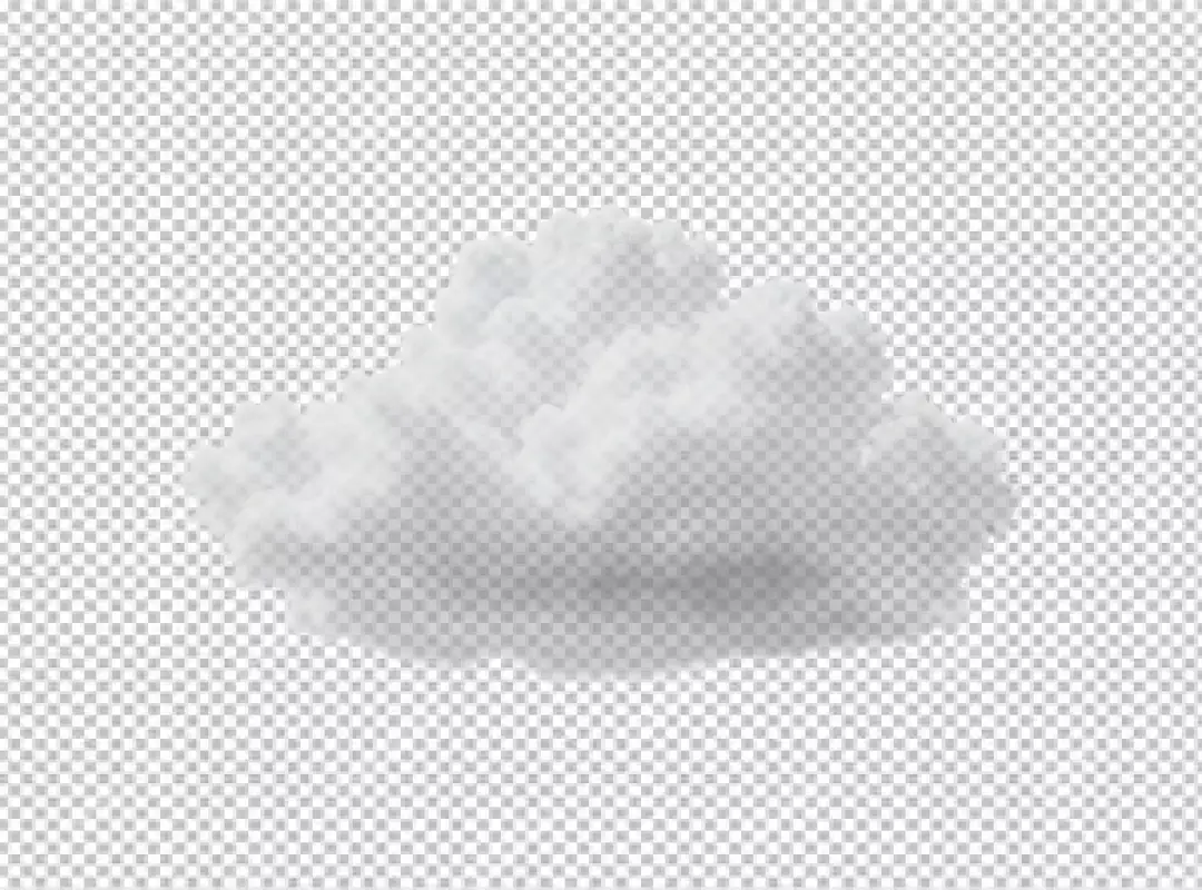 Realistic Fluffy White Cumulus Cloud Isolated on Transparent Background