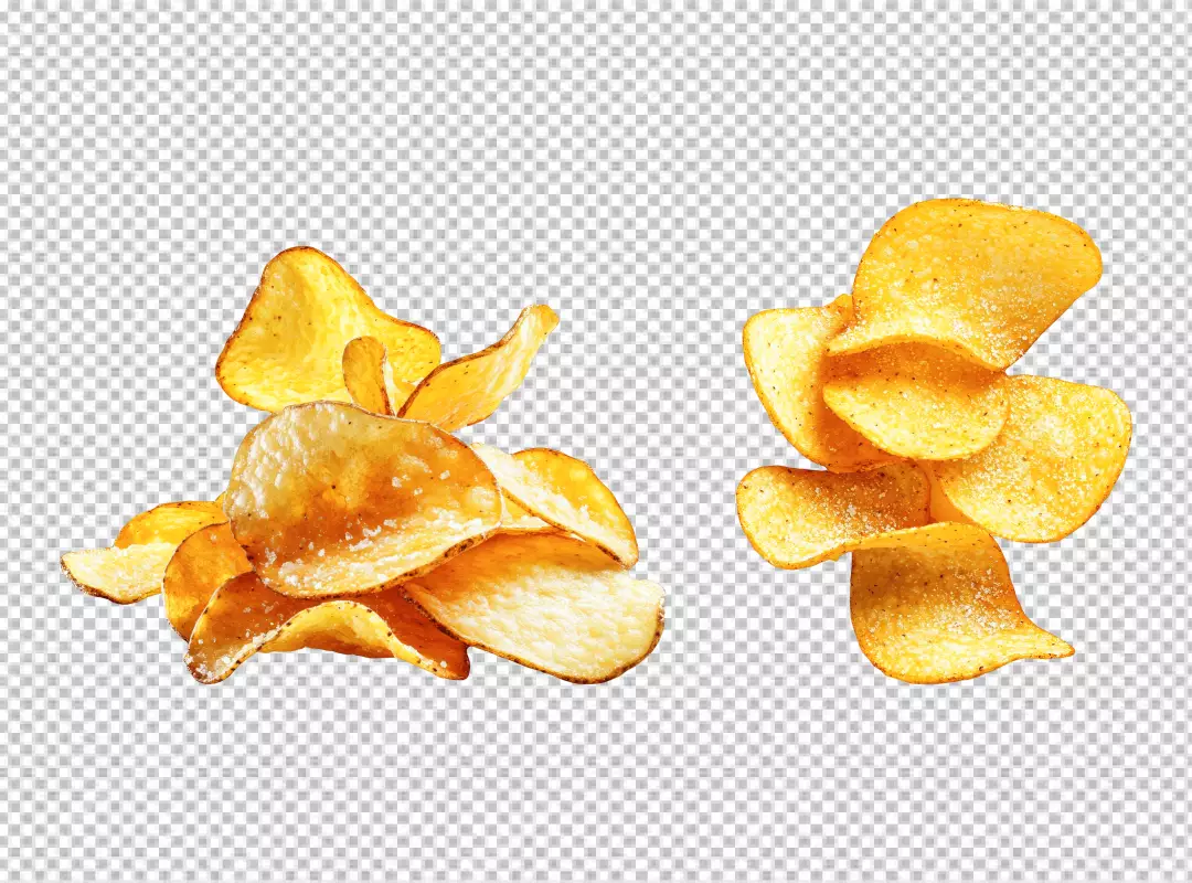 Delicious Crispy Potato Chips Stacked Golden Snack Food Photography Image