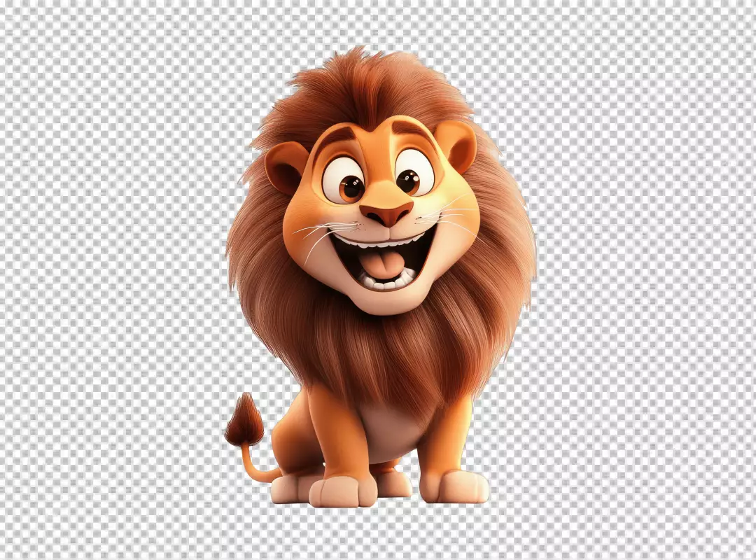 Happy Cartoon Lion Character with Joyful Smile for Kids Designs