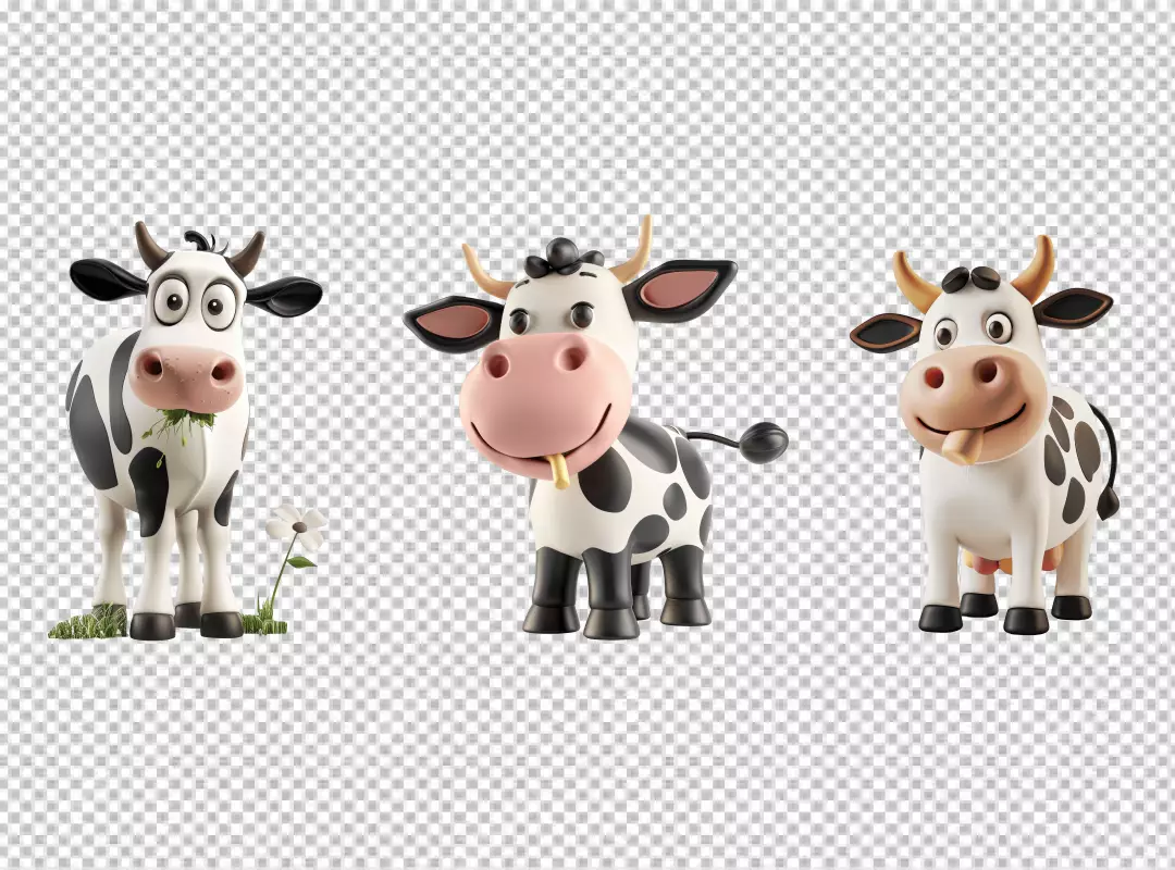 Adorable Cartoon Cows Collection with Friendly Expressions