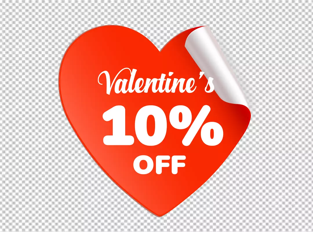 Free Premium PNG Valentines Day Special 10% Off Red Heart Sign PNG