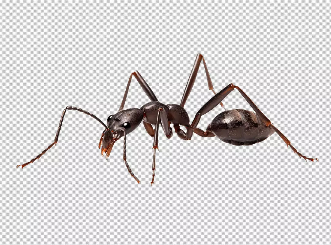 Detailed Macro Black Ant PNG Image for Nature Design Projects