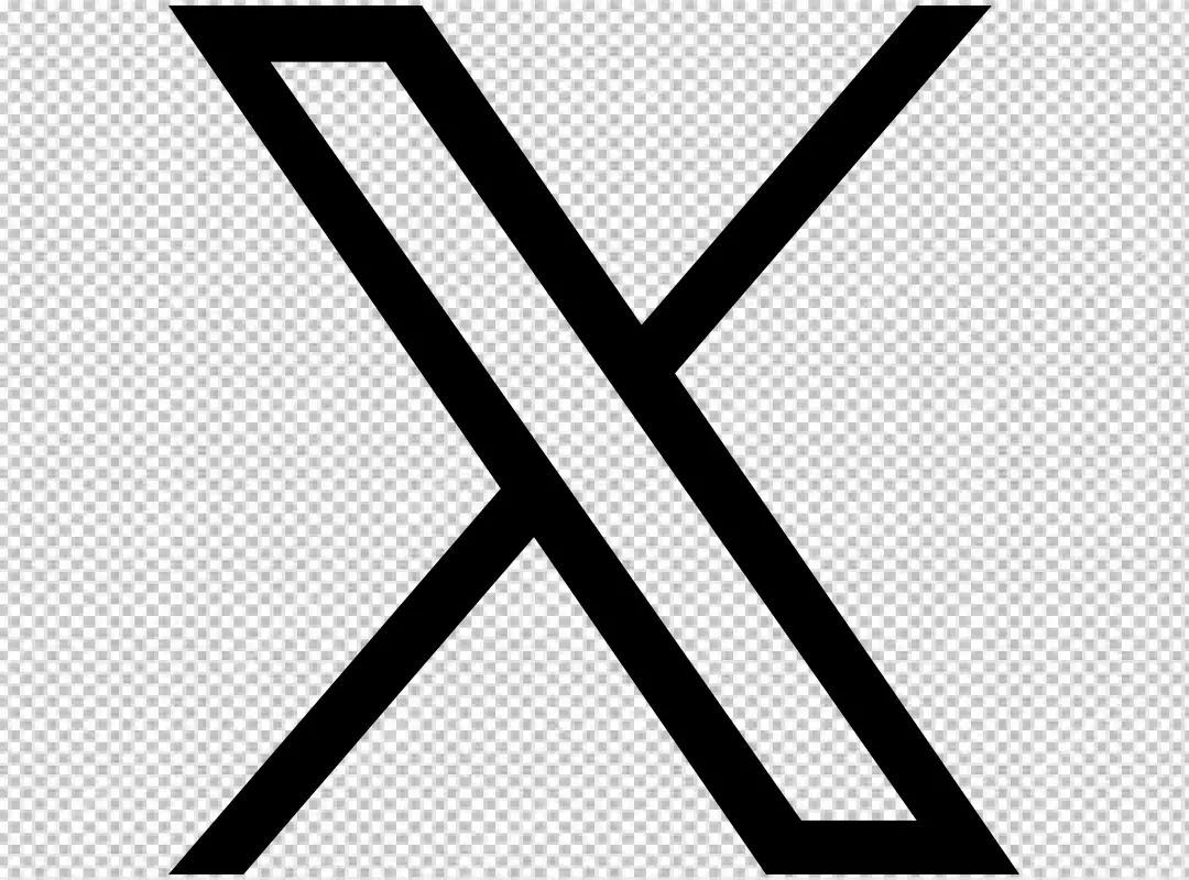 Minimalist Black X Mark Symbol with White Outlined Geometric Segment