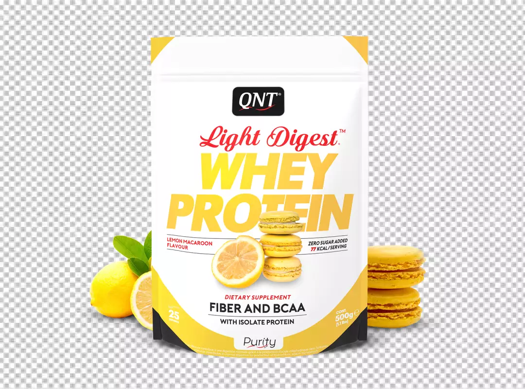 QNT Light Digest Whey Protein Powder Lemon Macaroon Flavor Fitness Supplement