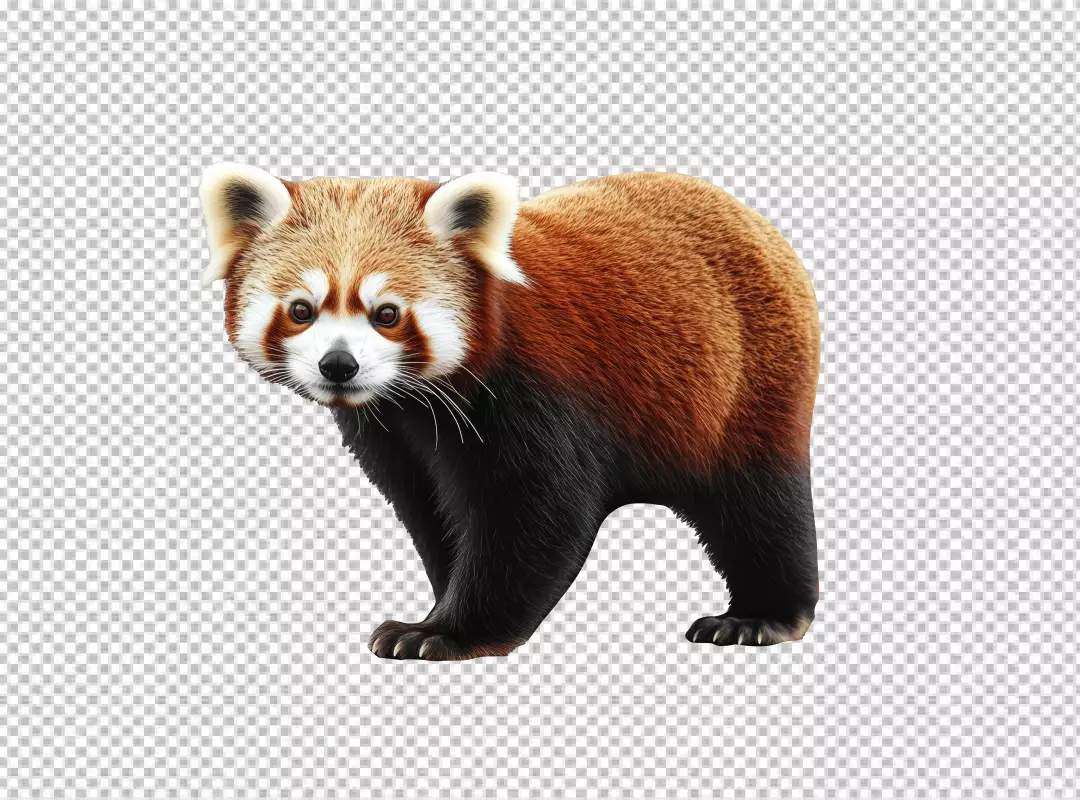 Adorable Fluffy Red Panda Looking Forward PNG Cutout