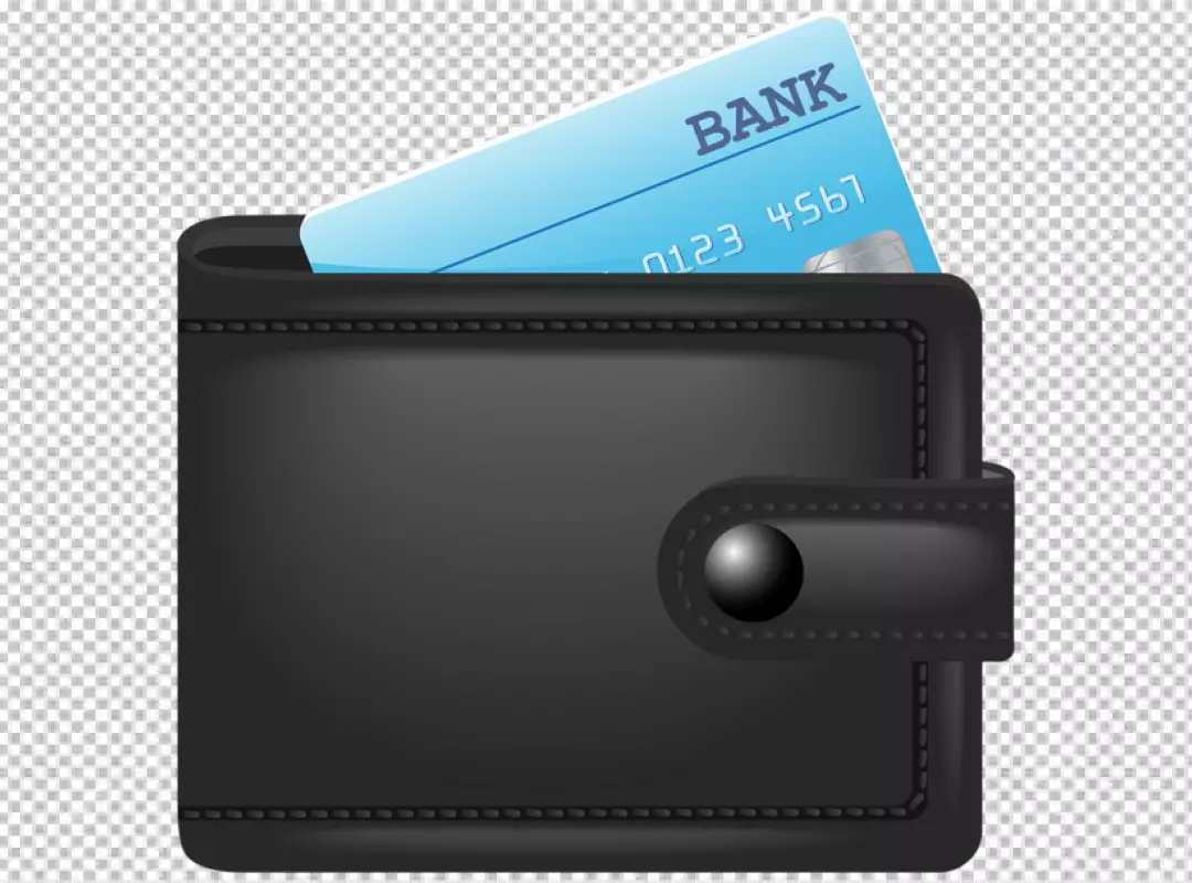 Black Leather Wallet Holding Blue Bank Credit Card for Financial Security