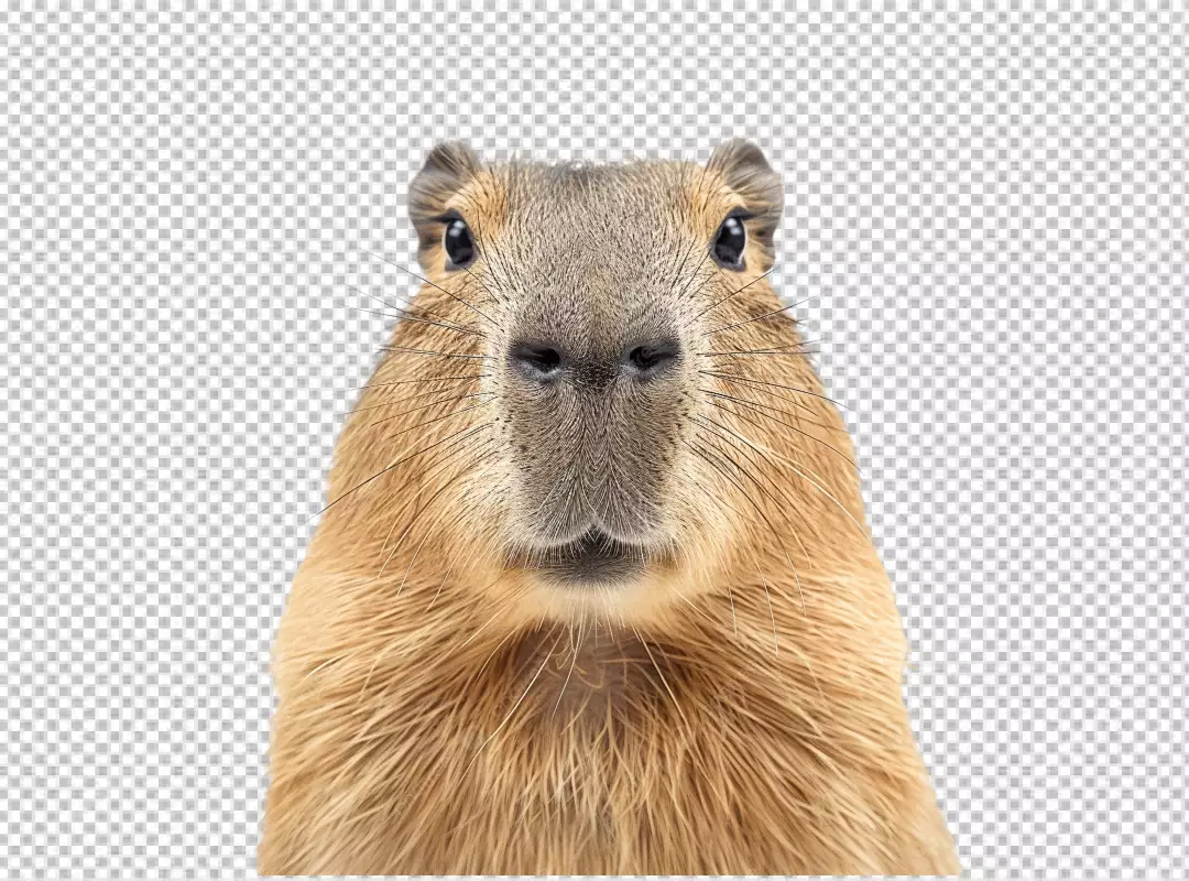 Cute Capybara Portrait with Wet Fur and Prominent Whiskers on Black Background