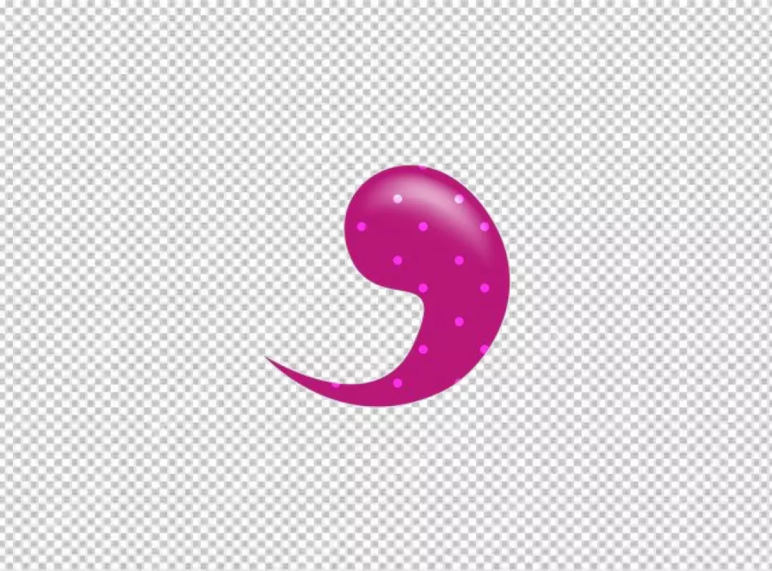 Free Premium PNG Vibrant Magenta Comma with Pink Polka Dots on White Background