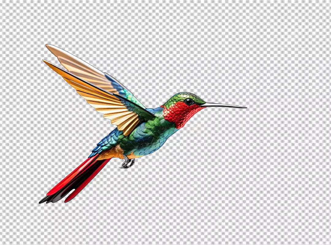Vibrant Hummingbird in Flight Elegant Tropical Bird PNG Cutout