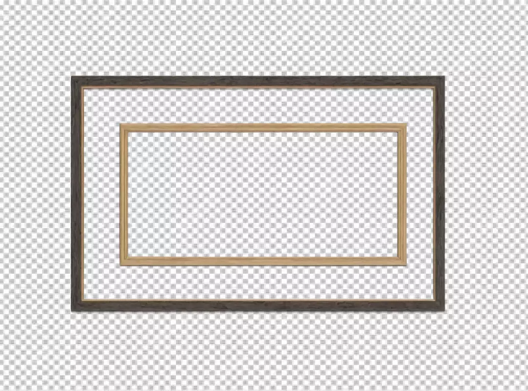 Elegant Double Wooden Frame with Contrasting Wood Tones Transparent Background