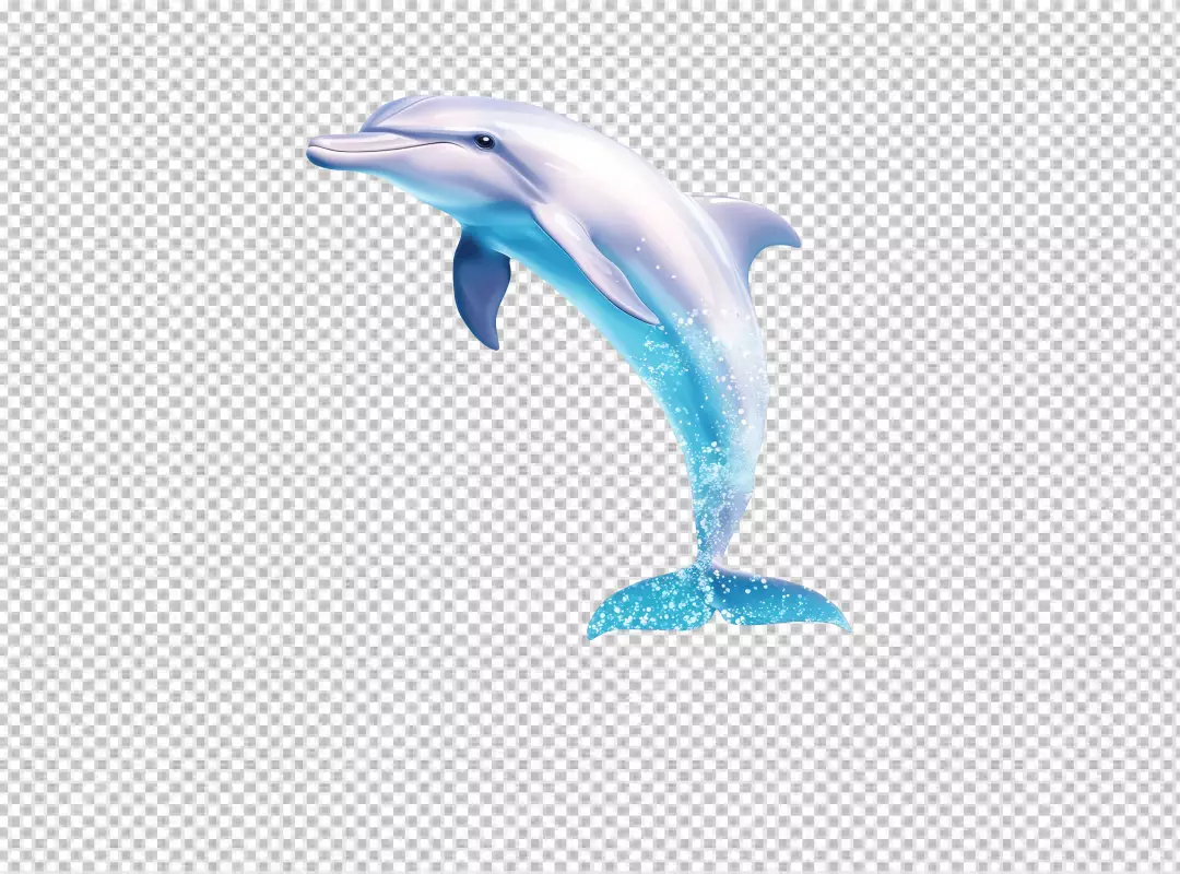 Dynamic Blue Dolphin Leaping with Sparkling Water PNG Cutout