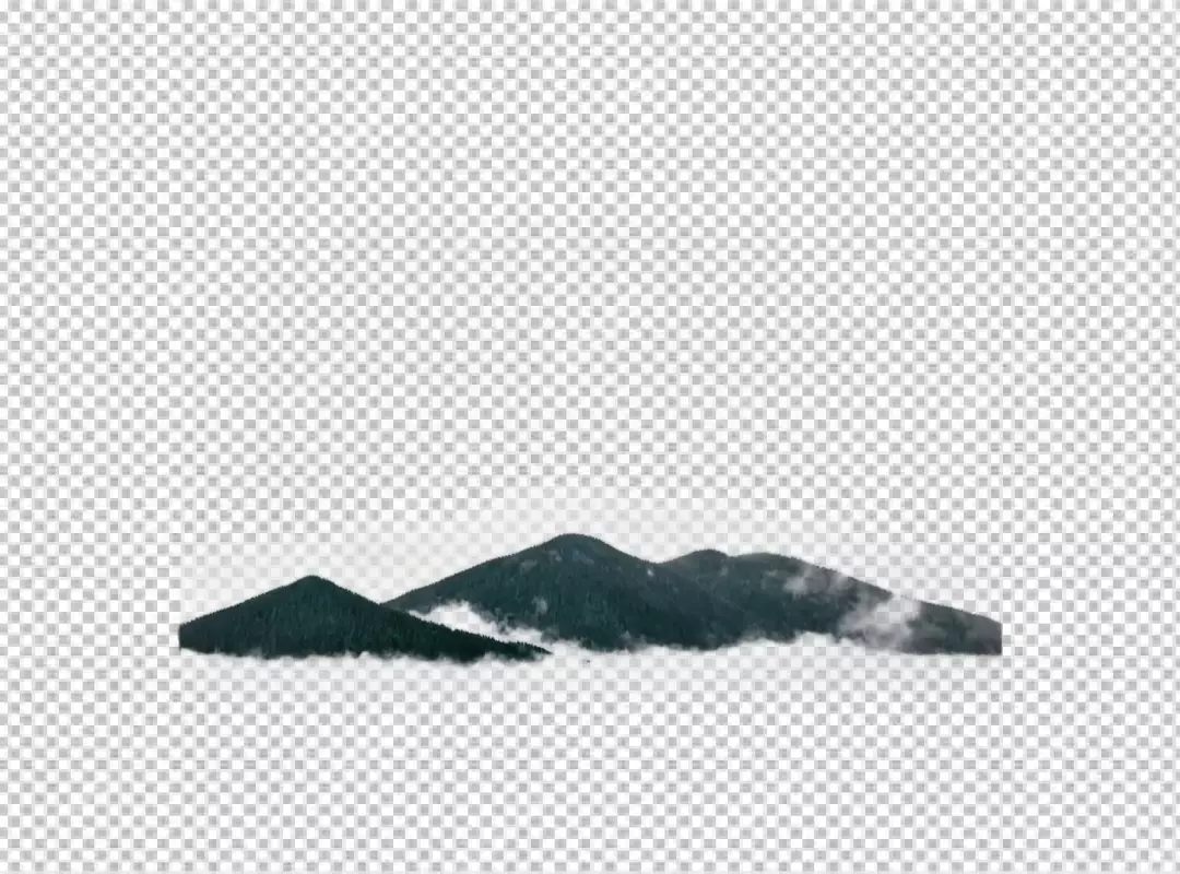 Minimalist Forested Mountain Peaks Emerging from Dense Fog Layers