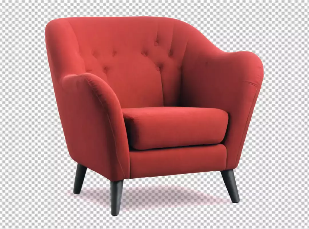 Stylish Red Velvet Armchair Isolated on White Background for Modern Interior Design