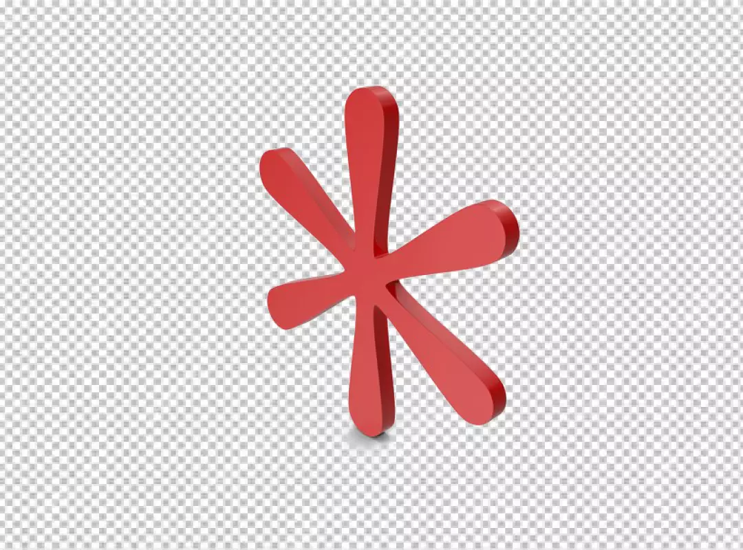 Free Premium PNG Abstract Red Asterisk Symbol with 3D Rendering and Soft Shadow