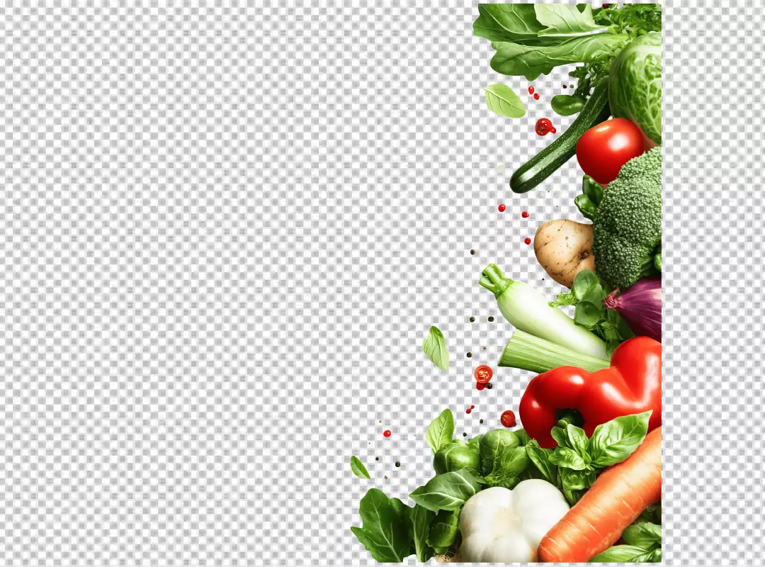 Vibrant Fresh Vegetables and Herbs for Healthy Cooking and Culinary Designs