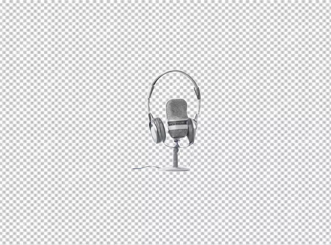 Professional Studio Microphone with Headphones for Audio Recording and Broadcasting on White