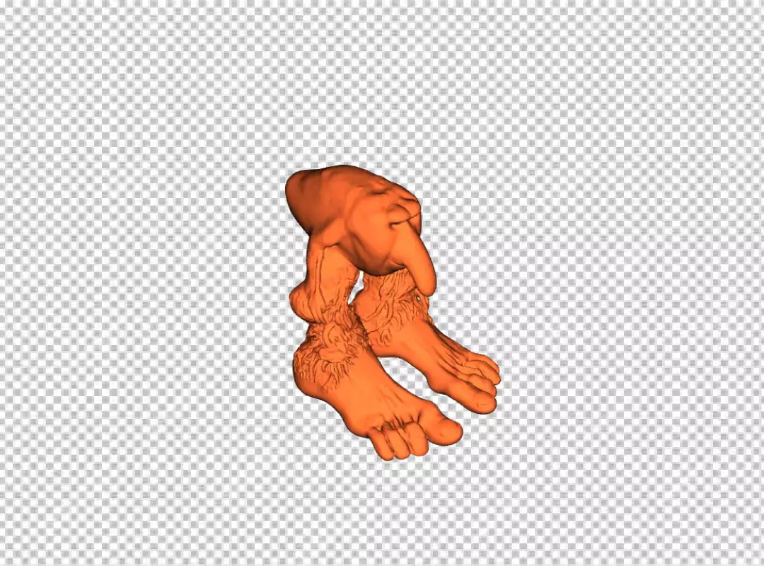 Vibrant Orange Abstract 3D Render of Organic Human Legs and Feet