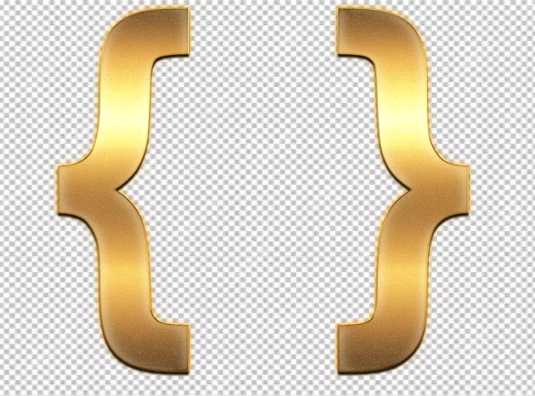 Free Premium PNG Golden 3D Curly Braces Symbols on Black Background