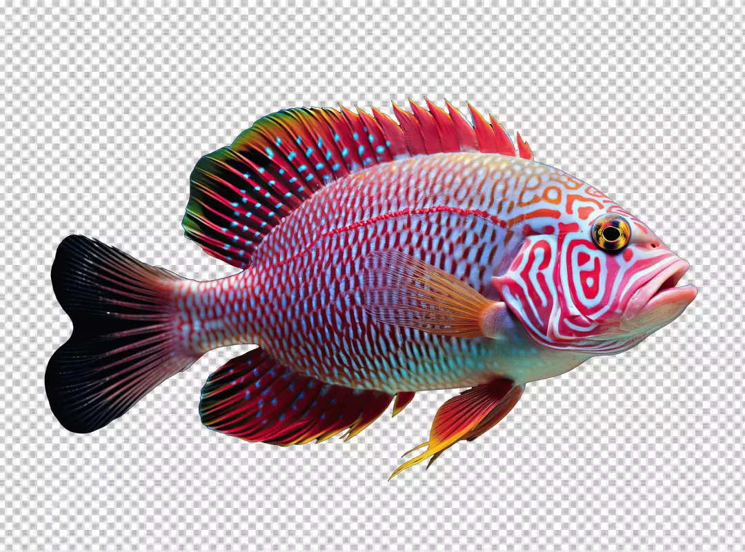 Vibrant Colorful Exotic Fish with Unique Patterns PNG Cutout for Design