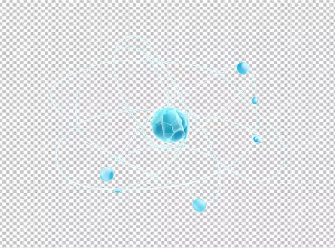 3D Rendered Atomic Model with Orbiting Electrons Representing Science and Technology