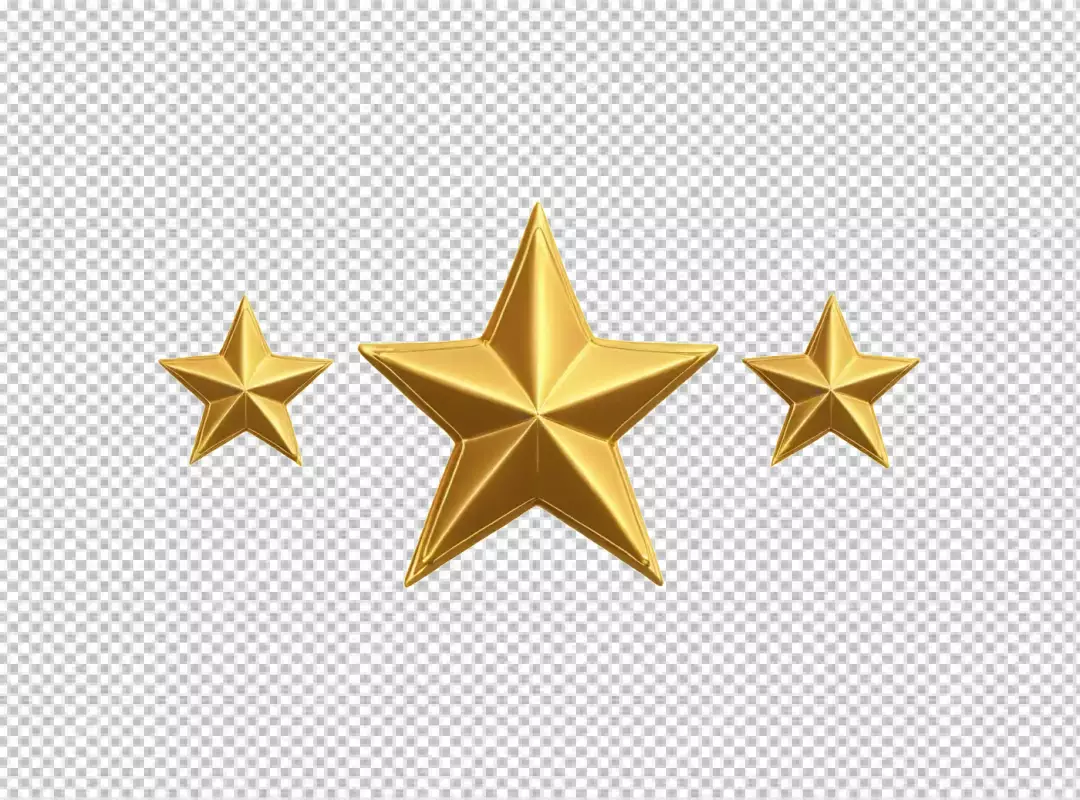 Three Shiny Gold Stars Isolated on White for Rating and Excellence