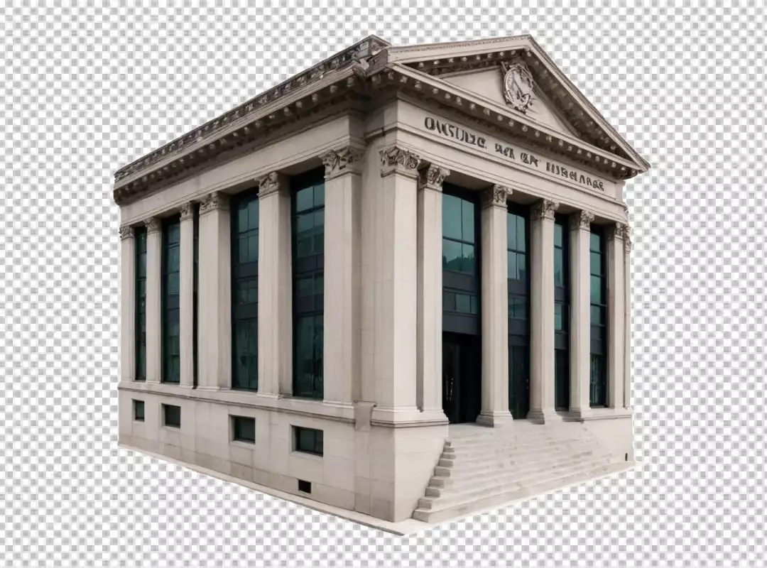 Elegant Neoclassical Stock Exchange Building with Grand Pillars and Stone Facade