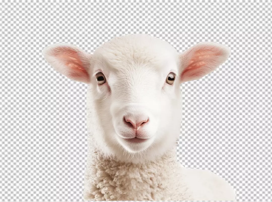 Adorable Baby Lamb Headshot Looking Forward with Soft White Fur