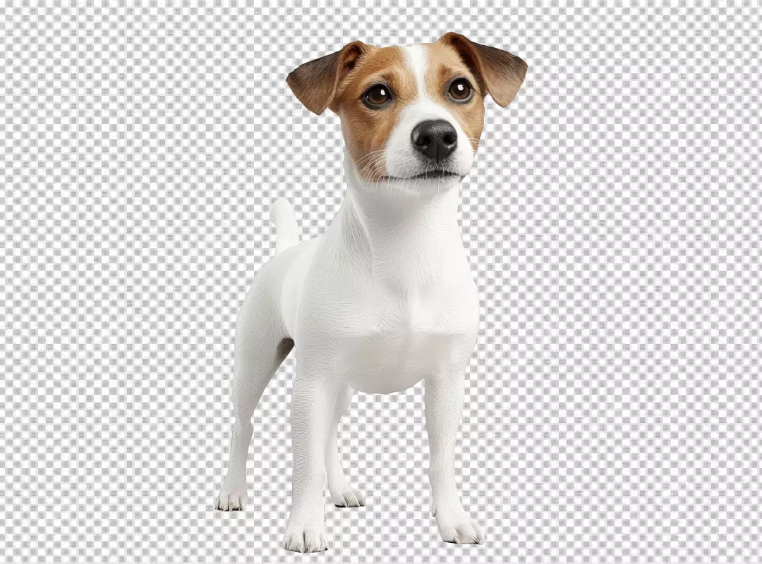 Cute Jack Russell Terrier Dog Standing Attentively High-Quality PNG for Design
