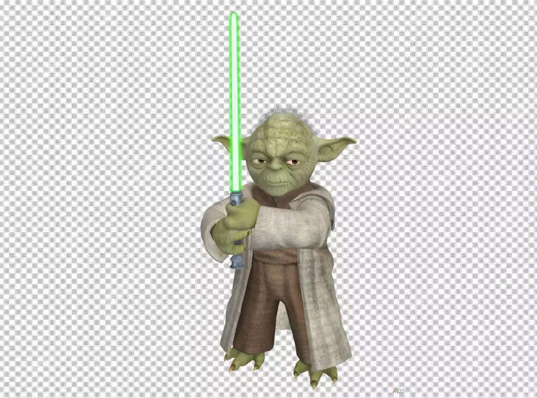 Free Premium PNG Jedi Master Yoda with Green Lightsaber