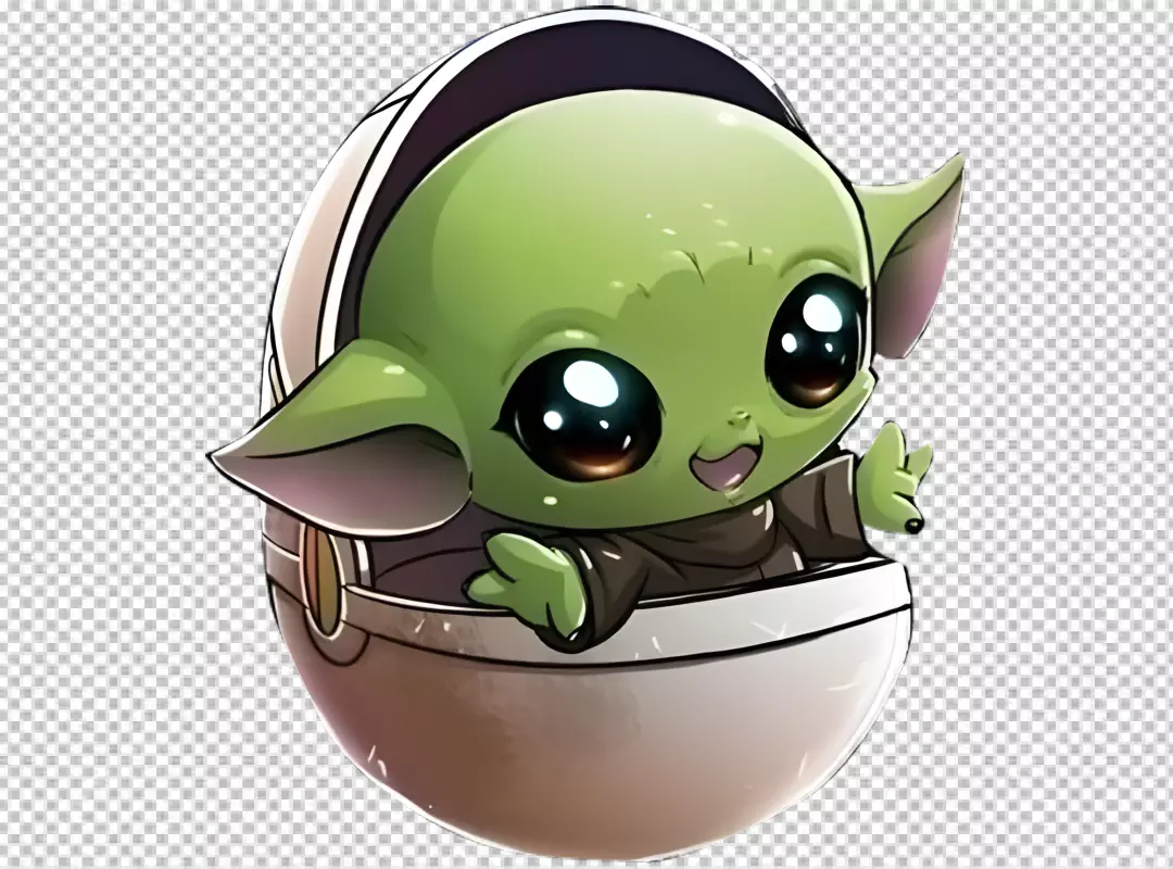 Free Premium PNG Adorable Green Alien Character Waving from Pod