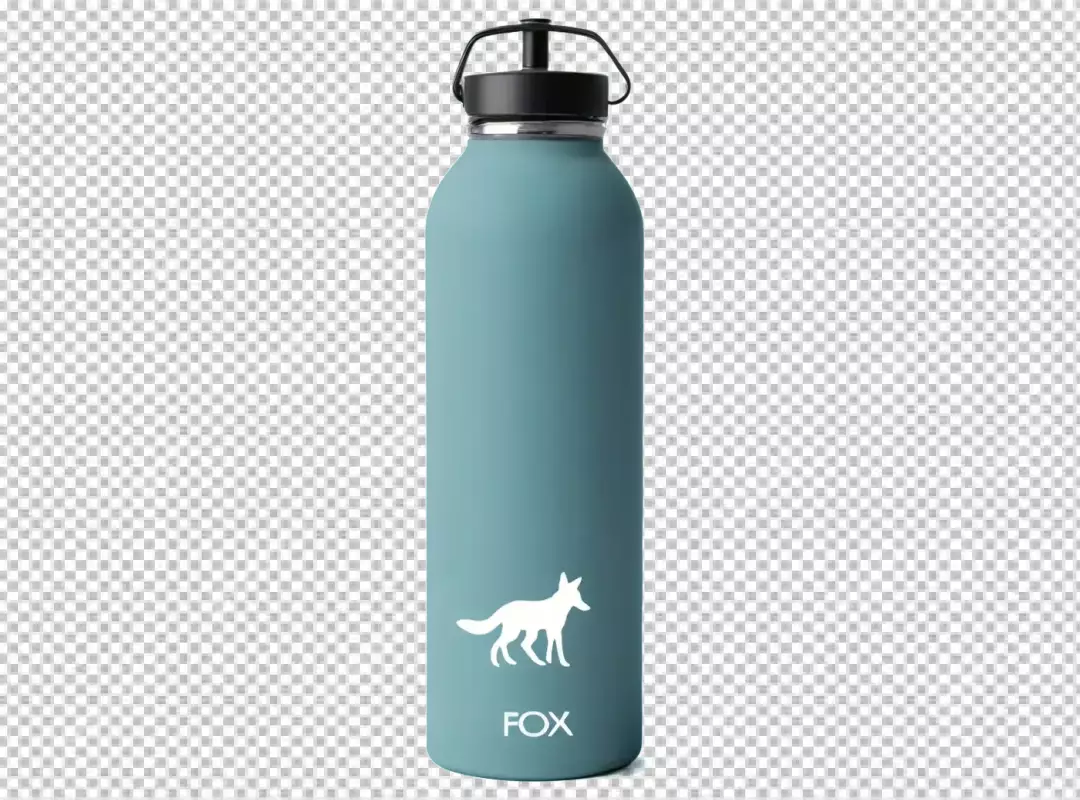 Stylish Teal Reusable Metal Water Bottle with Fox Logo for Daily Hydration