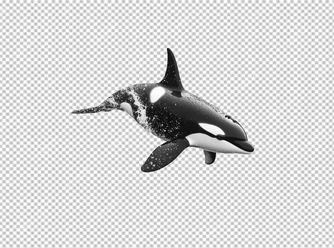 Majestic Orca Swimming Through Water with Dynamic Splashes PNG Cutout