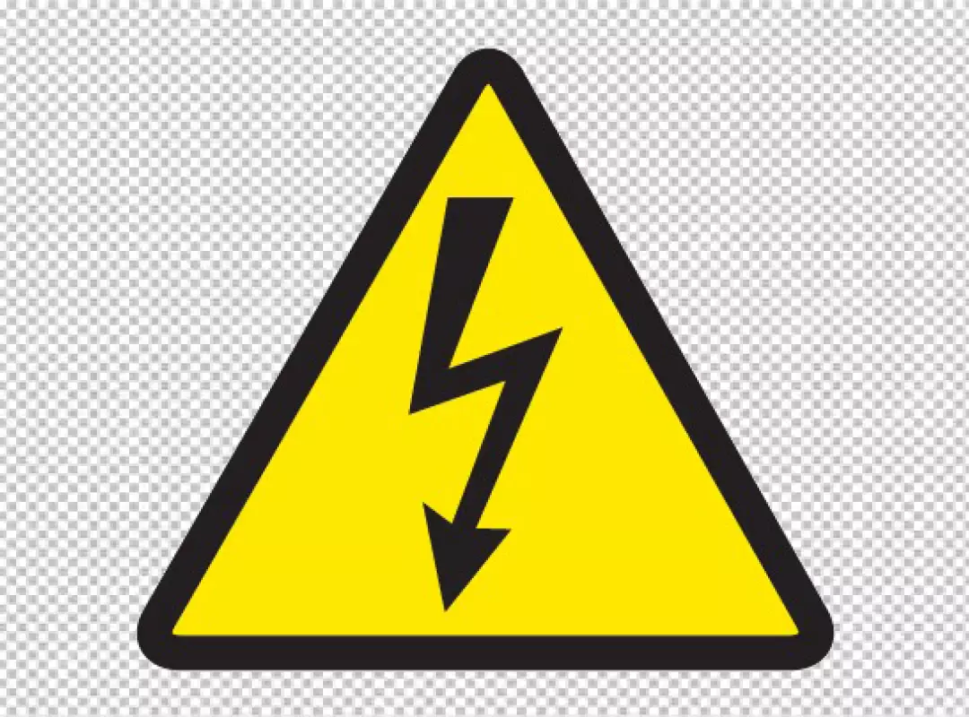 Free Premium PNG Warning sign for high voltage with a lightning bolt symbol
