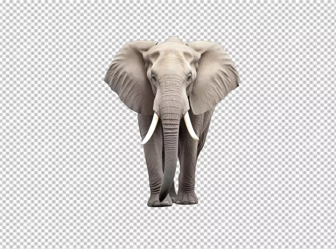 Powerful African Elephant Standing Front View HD PNG for Wildlife Designs