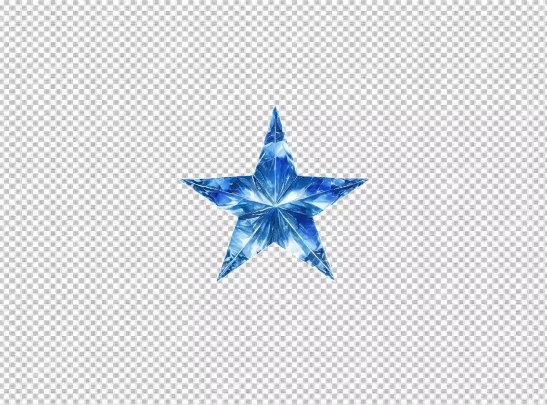Radiant Blue Crystal Star with Faceted Gemstone Design Isolated