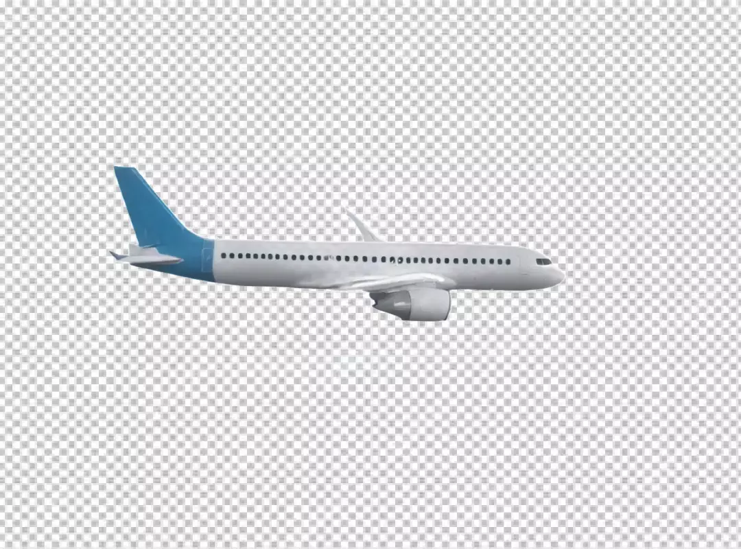 Modern Passenger Airplane with Blue Tail Isolated on Pristine White Background