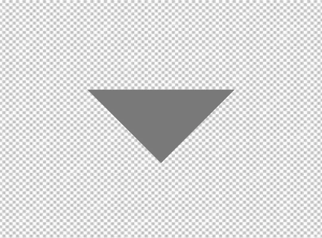 Free Premium PNG Simple Gray Triangle Icon Facing Down on a Black Background