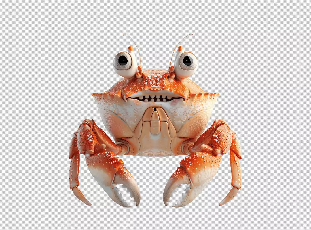Funny Cartoon Crab with Big Eyes and Playful Expression