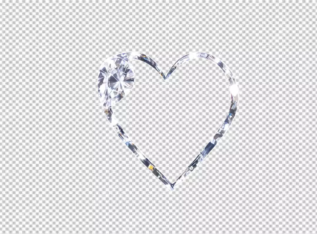 Luxurious Diamond Heart Outline with Dazzling Gemstone Sparkle on White Background