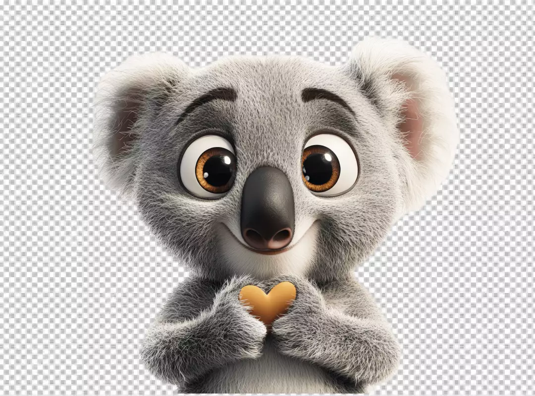Adorable Koala Holding Golden Heart Cute Animal Illustration for Love Designs