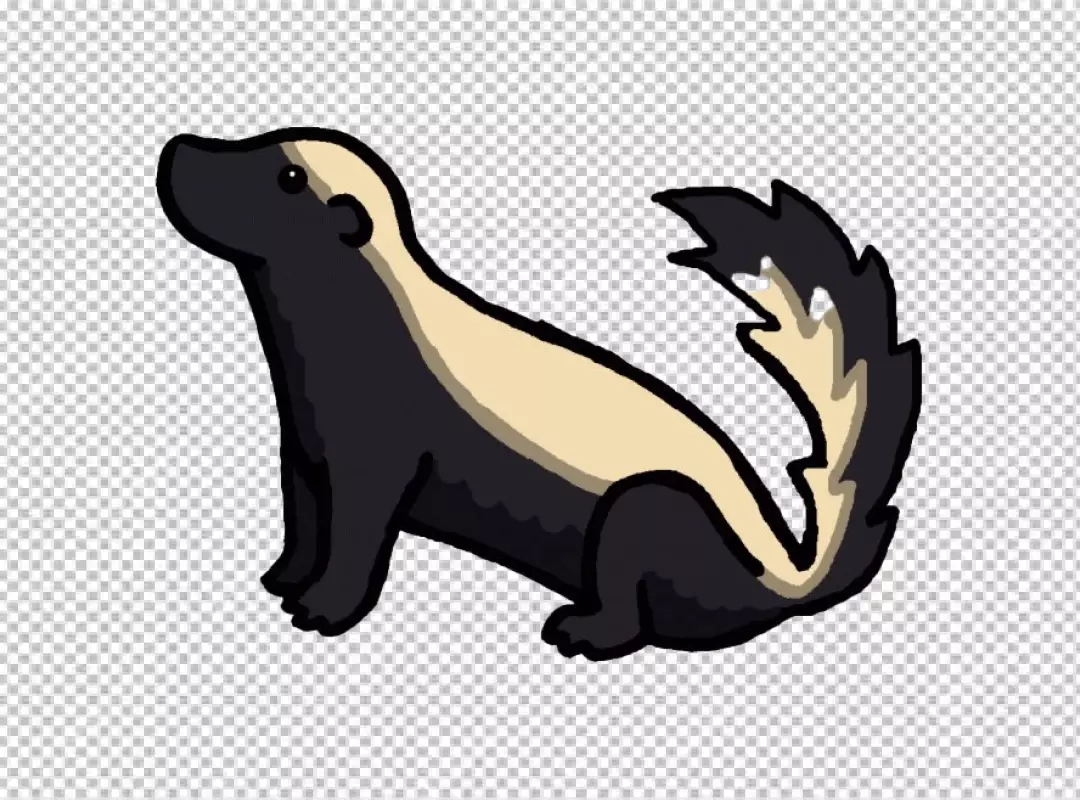Adorable Cartoon Skunk Illustration with Distinctive Striped Fur Looking Up