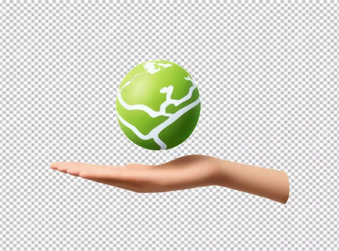 Human Hand Gently Holding a Floating Green Earth Globe for Global Responsibility