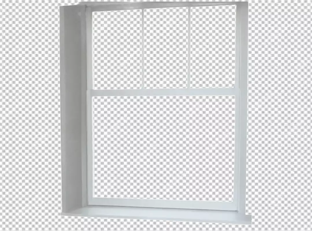 Elegant White Window Frame Isolated on Transparent Background for Architectural Projects