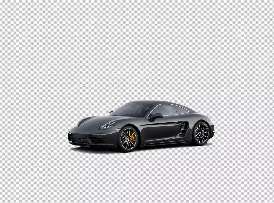Sleek Dark Grey Porsche Sports Coupe Isolated for Automotive Design