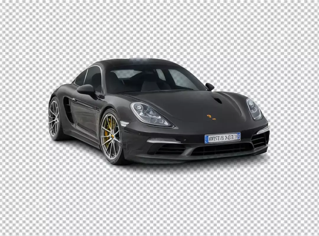 Sleek Dark Grey Porsche Sports Car Isolated on Pristine White Background