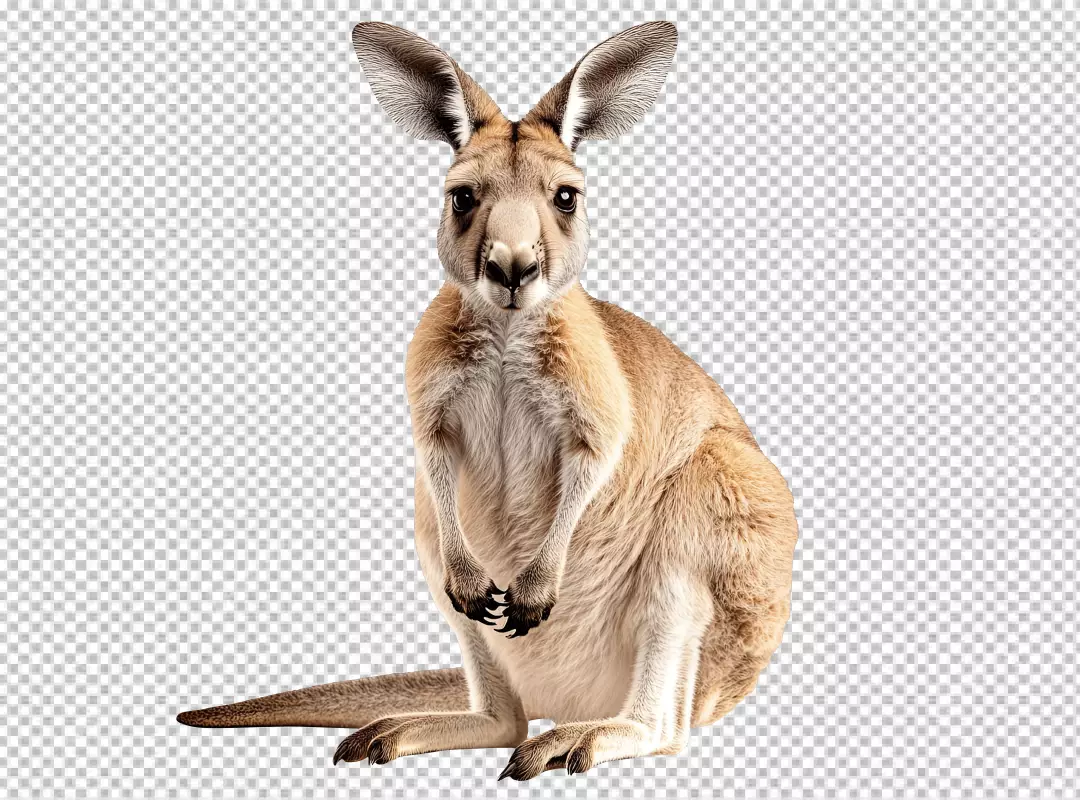 Majestic Red Kangaroo Sitting Attentively High-Quality PNG Cutout