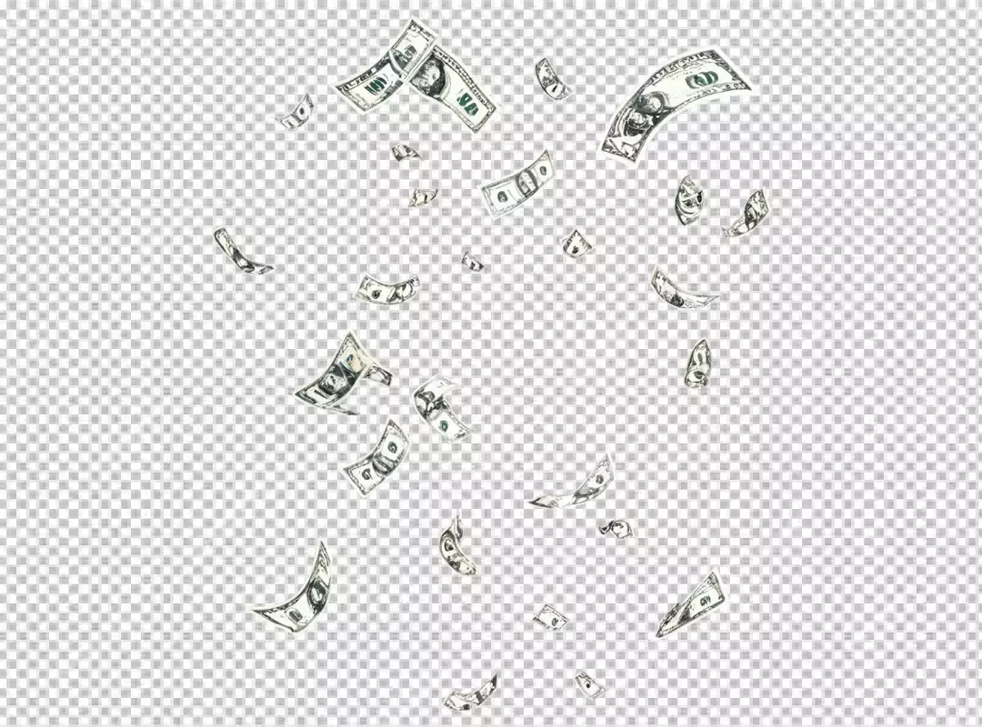 Floating US Dollar Bills Raining Cash Wealth Abundance