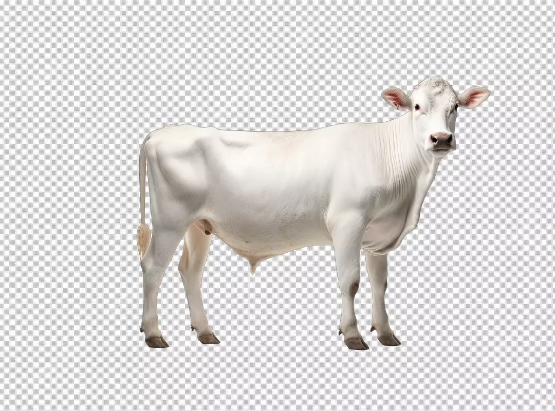 Beautiful White Calf Standing Majestically for Farm Animal Designs and Agricultural Projects