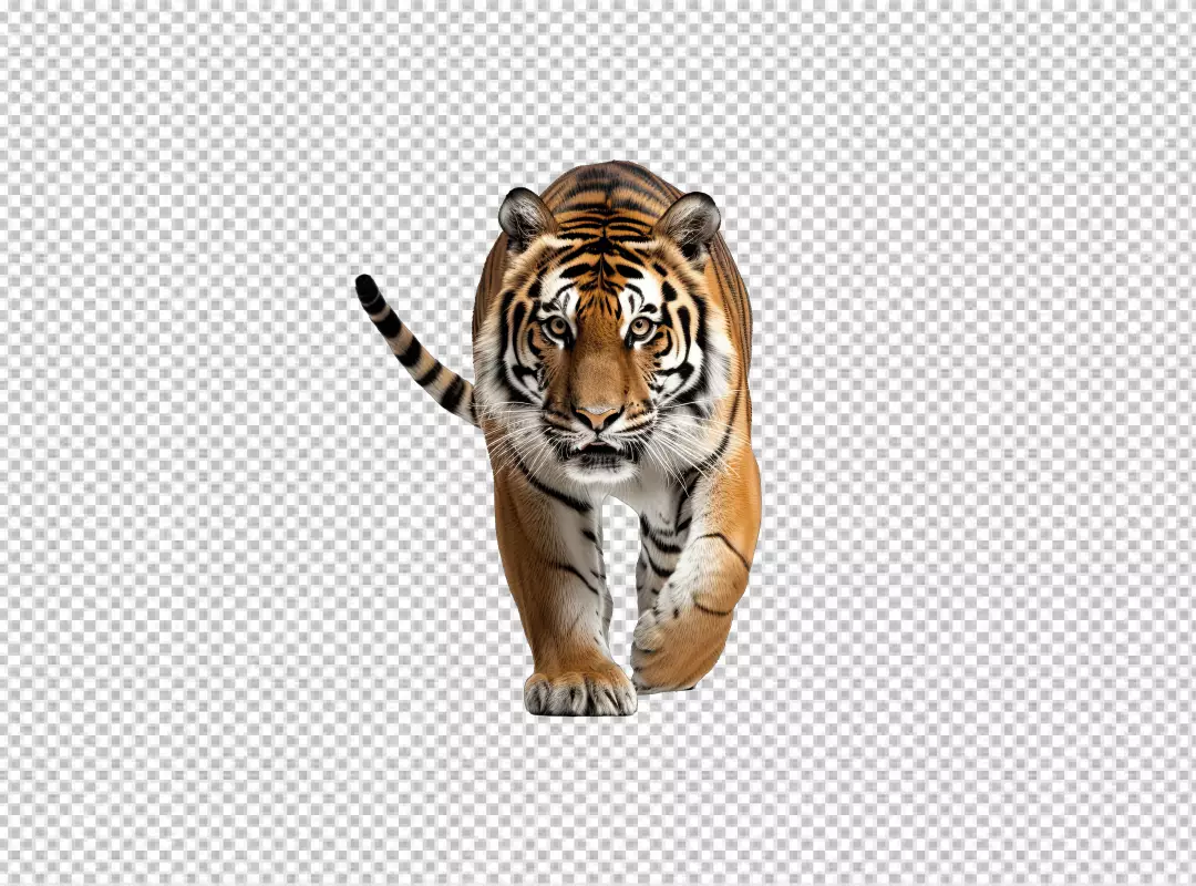 Majestic Tiger Walking Forward Big Cat Wild Animal Power Strength Wildlife